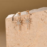 YOIHUR Rose Gold Plated Stud Earrings for Women, Dainty Cubic Zirconia Earring, Hypoallergenic Jewelry, Modern Boho Sunburst & Nature Inspired Earrings, Gift for Mom Wife Girlfriend-Lumina Guide Stud