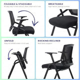 Office Chair Foldable Desk Chair Mesh Back and Arms for Conference Meeting Guest Reception Home Office