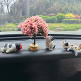 RCAGCAT Cat Desk Figurines, Computer Monitor Miniature Cat Desk Set for Office, Rearview Mirror, Home Decor