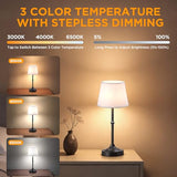 2 Pack Cordless Table Lamp, Battery Operated Lamp with 3 Color Temps and Stepless Dimming