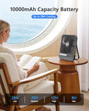 AURATHEA 10000mAh Travel Fan, 7“ Portable Desk Fan, Ultra-thin Rechargeable Camping Fan with LED Light, Display, Timer for Camping, Office, Bedroom, Outdoor, Cruise Ship Essentials