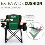 Overmont Oversized Folding Camping Chair 2Pack - 450lbs Support with Padded Cushion Cooler Pockets - Heavy Duty Collapsible Chairs for Sports Garden Beach Fishing Green 2pk