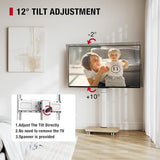 AOKCOS Tall Rolling TV Stand with 90° Rotation & 12° Tilt, 10-Height Adjustable Mobile TV Stand for 32-65 Inch TVs, Portrait/Landscape TV Cart for Home Office Studio, White