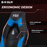 N-GEN Video Gaming Chair Ergonomic Computer Desk Office Chair with Lumbar Support Adjustable Height (Blue)