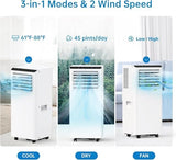 GarveeHome 8000BTU Portable Air Conditioner, Cools Rooms Up to 350 Sq.Ft with Portable AC Remote Control, Adjustable Cold Wind Speeds, LED Lights for Home/Office/Outdoor