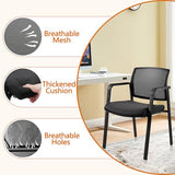 Mesh Back Stacking Arm Chairs with Upholstered Fabric Seat and Ergonomic Lumber Support for Office School Church Guest