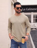 Askdeer Men's Waffle Long Sleeve T-Shirt Casual Lightweight Pullover Tees