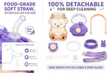 DegoCython Bear cup, 31.5 Ounce BPA-Free Food Grade Plastic Cup, Drop-Resistant Leak-Proof Dual Seal, Removable Straw with Portable Handle, Adjustable Strap for Kids Daily Use, School & Travel