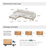 Minimalist Modular Sectional Sofa for Living Room, Wide & Deep Seat Convertible Furniture Set with Metal Frame and Movable Covers