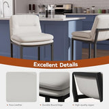 24" White Counter Height Bar Stools Set of 6, Double-Layer Seat