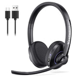 Wireless Bluetooth Headset with CVC8.0 Noise-Cancelling Microphone & Mic Mute