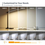 Lepro LED Desk Lamp for Home Office, 9.5W 750LM Metal Touch Control Desk Light, 5 Color Modes 5 Brightness Level, Black
