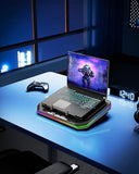 PRO Gaming Laptop Cooling Pad, RGB Laptop Cooler Stand with Powerful Turbofan (3500 RPM), Height Adjustable Laptop Fan Cooling Pad