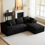 ONEMMLION 96" L-Shaped Cloud Boneless Couch Sofa with Chaise, Black