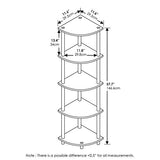 Furinno TURN-N-TUBE Corner Shelf, 5-Tier Corner Bookshelf, Open Storage Shelves, Espresso