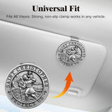 PloreWay St. Christopher Medal for Car, 4 Pack Metal Saint Christopher Visor Clip, Talisman for Safety, Automotive Visor Accessories, Gift for Drivers, Families, Friends