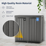 EAST OAK 62 Gallon Outdoor Trash Can | Waterproof Resin Garbage Can with Recycle and Garbage Labels | Gray