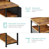 Gaming Desks with Led Lights and Power Outlets, 55 Inch with Shelves Monitor Stand, Rustic Brown