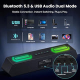 HiFi Stereo Gaming Soundbar with Custom EQ Software, Dynamic RGB Lighting for Laptop