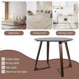 XOXUXOA 35" Round Dining Table - Solid Rubberwood Kitchen Table with V-Leg Base, Space-Saving Design for 4-6 People, Easy Assembly