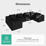 Novilla 141" Modular Sectional Sofa, U Shape Family Size Sectional Couch, Modern Cloud Design with Smarts Coil® Support