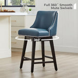 CHITA 26" Counter Height Swivel Bar Stools, Blue Faux Leather, 4-Pack