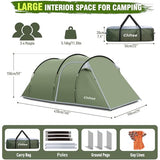 Chihee Camping Tents Tunnel Tent 4 Person Family Tents with 2 Doors Extra Large Weatherproof Shelter 4 Seasons Tents with Screened Porch Room Awning Include Rainfly Carry Bag Travelling Outdoor Hiking
