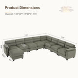 HAOMARKETS 135” Modular Sectional L Shaped Corner Sofa with Movable Ottoman