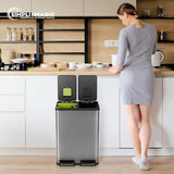 Simpli-Magic 16 Gallon (60L) Elegant Black Step Trash Can – Dual Compartment Kitchen Garbage Can