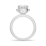 MSBLUE 1.5ct Cushion Cut Moissanite Engagement Ring for Women, D VVS1, GRA Certified, Halo Setting with Pavé Band,SIZE9