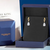 Gem Stone King 14K 2-Tone Gold Moissanite Lab Grown Diamond Dangle Earrings