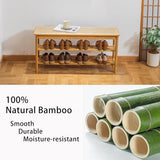 latifolia Shoe Rack Bench, 3-Tier Bamboo Shoe Bench with Breathable Rattan Seat Cushion, Shoe Storage Rack for Entryway(Nautre,39.70''L)