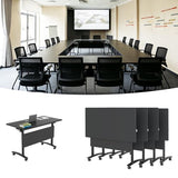 Conference Table, Folding Conference Table with Wheels, Flip Top Mobile Meeting Table for 2-16 Person,
