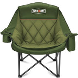Overmont Oversized XL Camping Chair for Adults - 400lbs Support Heavy-Duty Padded Folding Chair with Side Pocket Cup Holder Cooling Bag for Outdoor Sports Garden Beach Fishing Lawn Green