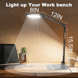 NS Eye-Caring LED Desk Lamp, 3 Color Temperature Dimmable Office Light with Memory Function & Timer, Adjustable Metal Clamp Lamp