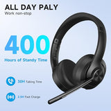 Wireless Headset with Mic for Work, Bluetooth 5.4 Computer Headphones with USB-C Dongle, Clear Call Mic