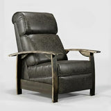 Trend Manor Whiskey Barrel Recliner Chair | Handcrafted from Authentic Whiskey Barrels | Italian Leather | Made in USA | Grey Finish | Luxury Recliner Chair