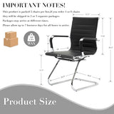 Waiting Room Chairs Leather Office Guest Chair Mid Back Reception Chairs with Sled Base for Meeting