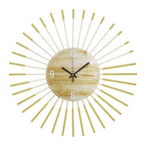 Anmotpe 23.6 inch Gold Starburst Wall Clock, Metal & Wood Mid Century Modern Decorative Clocks for Living Room Bedroom Kitchen Office