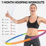 Phobby Weighted Exercise Hoop for Adults, 2.2lbs Adjustable Fitness Hoop, 8 Detachable Hoop Sections with Jump Rope & Storage Bag, Home Gym Workout