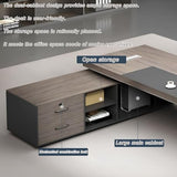 Modern L Shaped Executive Desk with Drawers & Dual Storage Cabinets, Executive Office Desk