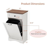 13 Gallons Tilt Out Trash Cabinet Freestanding Kitchen Trash Bin Cabinet Wood