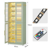 Tribesigns Tall Shoe Storage Cabinet with Acrylic Doors and LED Lights, 8-Tier Entryway Shoe Organizer Rack with Adjustable Shelves and Hanging Hooks for Narrow Closet, Hallway, Mint Green