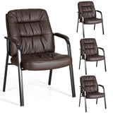 Waiting Room Guest Chair Set of 4, 500lbs Leather Ergonomic Office Desk Reception Chair No Wheels