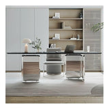 zhongxlla Standing Desk, Modern Home Office Desk with Outlets, Stainless