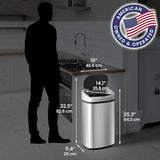 13 Gallon Oval Sensor Trash Can with Odor Filter, 50 Liter Automatic Kitchen Garbage Bin