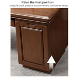 Solid Wood Computer Desk with 3 Drawers, Home Office Desk PC Laptop Study Table