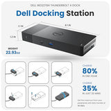 Dell WD22TB4 Thunderbolt 4 Dock 180W - 40Gbps, 3-Year Warranty, USB-C/USB-A Dell Docking Station with 180W Adapter