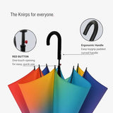 Knirps A.760 Curved Handle Rain Umbrella for Adults in Rainbow – 42" Windproof Automatic Open Canopy, Ultra Lightweight Steel Aluminum Frame with Large Button, Rounded Tips, Polyester Case Included