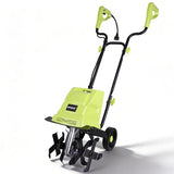 LOVTILLER 12 Inch Small Electric Corded Garden Tiller Cultivator 15 AMP Power Rototiller for Gardening with Adjustable Wheels